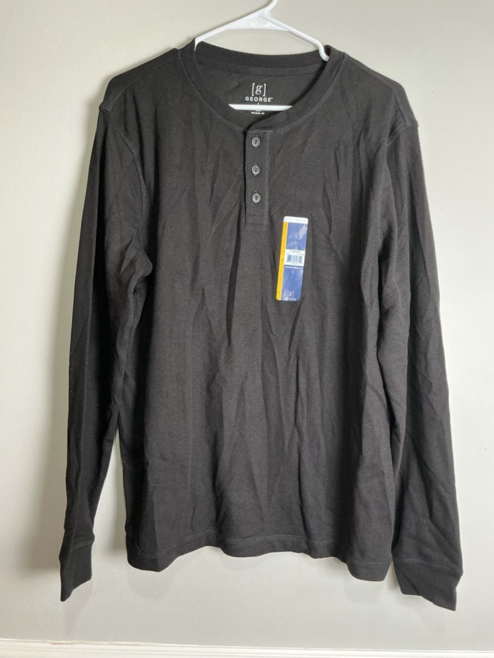 George Black Long-Sleeve Henley Shirt